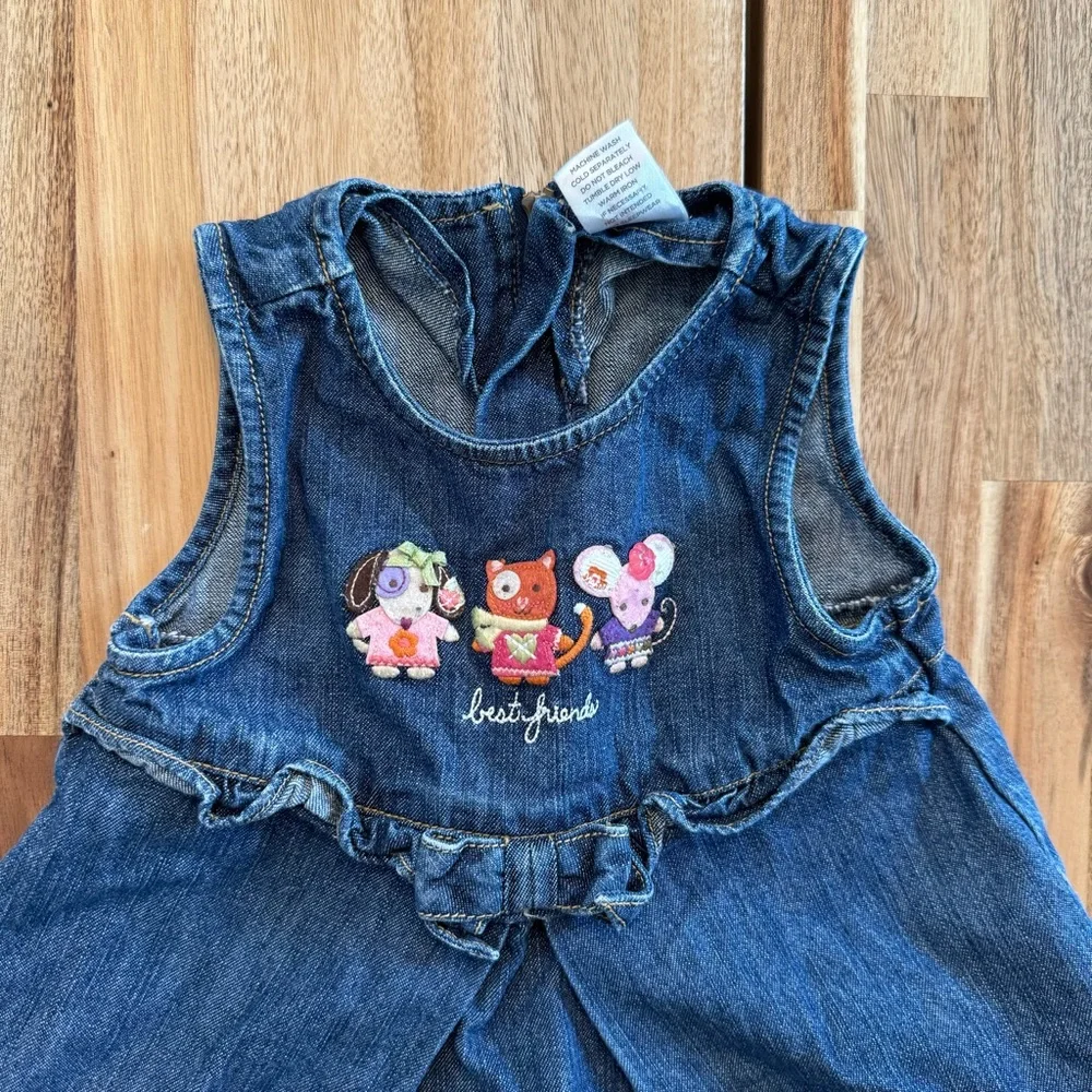 Gymboree Girls‎ Denim Best Friends Embroidered Jumper Dress Blue 18-24 Months